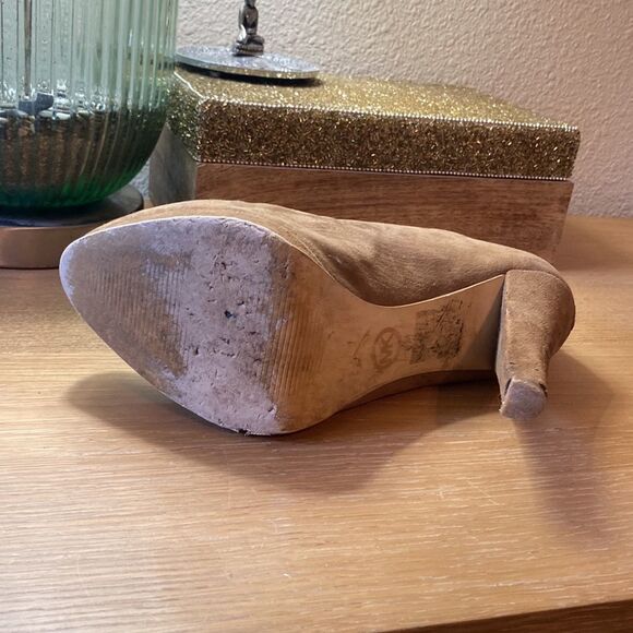 Michael Kors Tan Suede Heels Booties. Leather Size 9 Ankle Boot - Picture 8 of 16